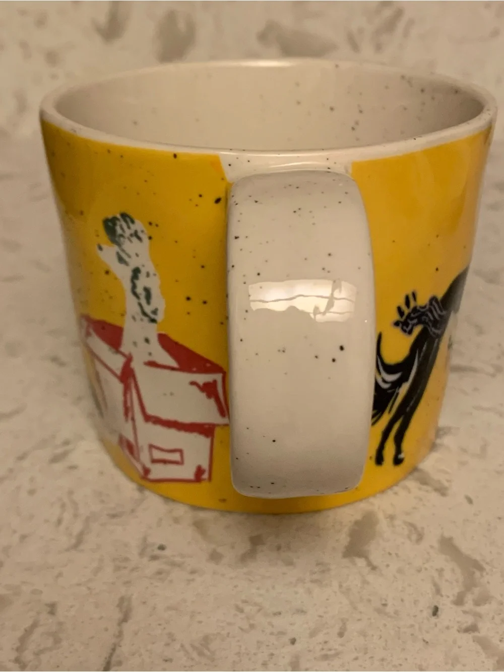 Anthropologie Pet Shop Dog Yellow Coffee Tea Speckled Mug NEW